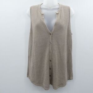 J Jill linen blend vest with buttons natural color size M coastal grandma